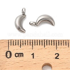 304ステンレススチールチャーム  ムーンチャーム  ステンレス鋼色  10.5x4.5x2.5mm  穴：1.8mm&nbsp;LS-STAS-M017-14C-P-1