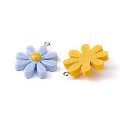 10本5色レジンペンダント  プラチナトーン鉄パーツ  花のチャーム  ミックスカラー  33~34x28~30x8~9mm  穴：2mm  2個/カラー&nbsp;CRES-YW0001-11