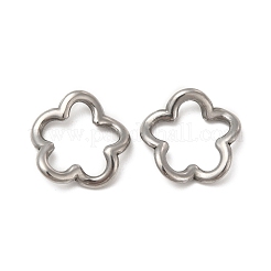 変色しない304ステンレススチール製リンクリング  ねじれた花  ステンレス鋼色  15x15x3mm  内径：9.5x11.5mm&nbsp;STAS-F283-04P