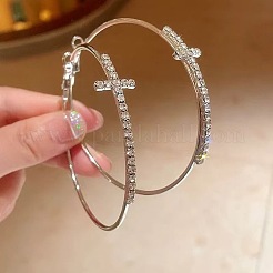 Cross Alloy Crystal Rhinestone Hoop Earrings&nbsp;FS-WG132BD-01