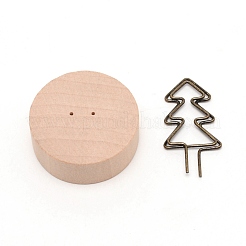 Flat Round Schima Wood Name Card Holder Base&nbsp;AJEW-WH0029-23