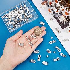 真鍮クリップオンイヤリングセッティング60個  フラットラウンド  イヤリングパッドのプラスチッククリップ60個付き  プラチナ  18.5x9.5x8mm&nbsp;KK-SP0001-12P