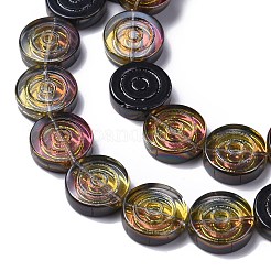 電気メッキ透明ガラスビーズ連売り  ボルテックスでフラットラウンド  ミックスカラー  16x4.8mm  穴：1.2mm  約40個/連  25.20インチ（64cm）&nbsp;EGLA-L044-K