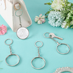 4Pcs Flat Round Zinc Alloy Coin Holder Keychains&nbsp;KEYC-FG0001-26A-P