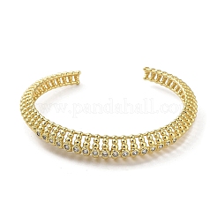 Brass Micro Pave Cubic Zirconia Hollow Cuff Bangles&nbsp;BJEW-D039-06G