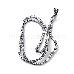 電気メッキされた天然溶岩岩ビーズ連売り  キューブ  プラチナメッキ  2x2x2mm  穴：1mm  約179個/連  16.14''（41センチメートル）&nbsp;G-A256-B01-01C