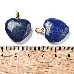 染めの天然ラピスラズリのペンダント  真鍮パーツ  ハート  22~23x20x5mm  穴：6.5x3.5mm&nbsp;G-G956-B07-G