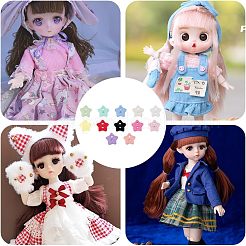 240個12色2穴つや消しミニ樹脂ボタンセット  bjd 人形服アクセサリー  スター  ミックスカラー  6x6x2.5mm  穴：0.9mm  20個/カラー&nbsp;BUTT-NB0001-62
