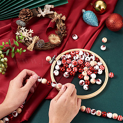100Pcs 5 Style Christmas Themed Dyed Natural Wooden Beads&nbsp;WOOD-BT0001-07