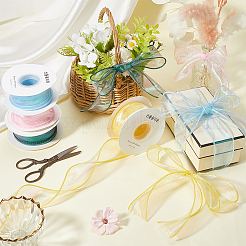 4 Rolls 4 Colors Polyester Organza Ribbon&nbsp;PAAG-CY0001-01