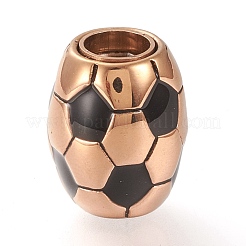 304ステンレススチール製マグネット留め具、接着端付き  エナメル  オーバル  サッカー  ローズゴールド  16x13.5x13.5mm  穴：6mm&nbsp;STAS-K199-20RG
