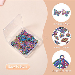 20個10スタイルアロイペンダント  混合図形  虹色  16~36x10~37x2~7mm  穴：1.2~3.5mm  2個/スタイル&nbsp;FIND-TA0003-92