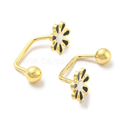 12 Pairs 6 Color 304 Stainless Steel Emanel Flower Curved Barbell Stud Earrings&nbsp;AJEW-C032-02G