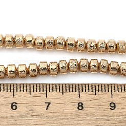 電気メッキされた天然溶岩岩ビーズ連売り  ディスク  ヒシビーズ  ライトゴールドメッキ  4x3mm  穴：1mm  約127個/連  15.75インチ(40cm)&nbsp;G-L606-C02-01C