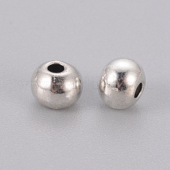 チベット風スペーサービーズ  ラウンド  鉛フリー＆カドミウムフリー  アンティークシルバー  5x4mm  穴：1.5mm&nbsp;X-LFH10010Y
