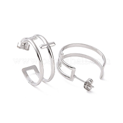 Non-Tarnish 304 Stainless Steel Double Cross Stud Earrings&nbsp;LS-EJEW-G326-05P