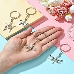 昆虫テーマの合金キーホルダー  鉄のリング付き  トンボ  7.4cm&nbsp;KEYC-YW00053-01