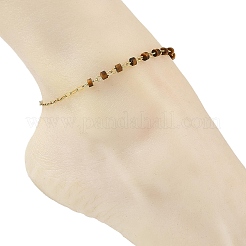 Natural Mixed Stone Disc Beaded Chain Anklets&nbsp;AJEW-AN00857