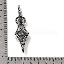 天然石アメジストビッグサイズペンダントトップ  合金とラインストーン付き  ひし形チャーム  67.5x20x6.5mm  穴：7x5mm&nbsp;GG-CBA7610-01AS-03