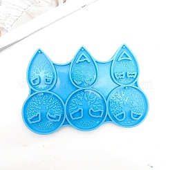 Tree of Life Theme Round & Teardrop DIY Pendant Silicone Molds&nbsp;TREE-PW0004-13