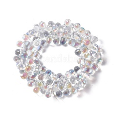 電気メッキガラスビーズセット  トップドリルビーズ  ABカラーメッキ  ティアドロップ  ABカラーメッキ  13.5x9.5mm  穴：0.9mm  約120個/連  23.23''（59センチメートル）&nbsp;EGLA-L031-AB01