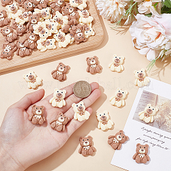 60Pcs 2 Colors Bear Opaque Resin Cabochons&nbsp;CRES-UN0001-05