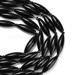 天然石黒瑪瑙ビーズ連売り  ライス  染め＆加熱  シードビーズで  29~30x9.5~10mm  穴：0.9~1.2mm  約12個/連  15.75''（40センチメートル）&nbsp;G-B178-P01-01