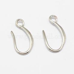 真鍮のピアスフック  水平ループ付き  長持ちメッキ  925銀メッキ  銀  21x9x1.5mm  穴：2mm  21ゲージ  ピン：0.7x0.8mm&nbsp;KK-F714-06S