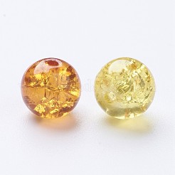 ベーキングペイント、クラックルガラスビーズ  秋ミックス  ラウンド  ミックスカラー  8~8.5x7.5~8mm  穴：1mm  約100個/袋&nbsp;DGLA-X0006-8mm-08