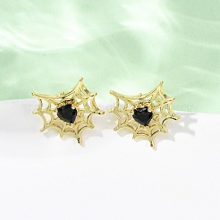 Brass Micro Pave Cubic Zirconia Stud Earrings&nbsp;EJEW-Z156-02G-02