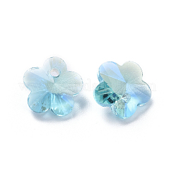 ガラスのラインストーンチャーム  多面カット  スモモの花  アクアマリン  7.5x8x4.5mm  穴：1mm&nbsp;RGLA-L020-A-202MO