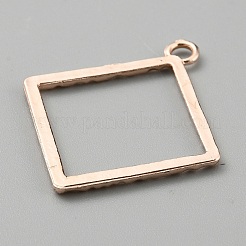 合金空枠ペンダント  UVレジンDIY用  エポキシ樹脂  ローズゴールド  菱形  36x32x2mm  穴：2.8mm&nbsp;FIND-TAC0017-41A-RG