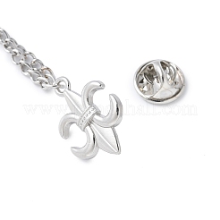 Fleur De Lis Alloy Hanging Chain Brooches&nbsp;JEWB-NH0001-01P