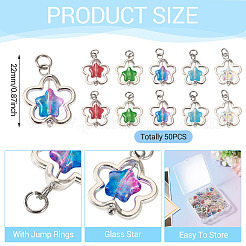 50Pcs Alloy & Glass Pendants&nbsp;PALLOY-TAC0240