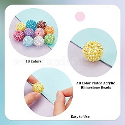20Pcs 10 Colors AB Color Plated Acrylic Rhinestone Beads&nbsp;OACR-PH0004-01