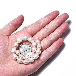 天然養殖淡水パールビーズ連売り  ライス  貝殻色  8.5~13x7~8mm  穴：0.8mm  約16~19個/連  7.05インチ〜7.40インチ（17.9cm〜18.8cm）&nbsp;PEAR-N012-07B