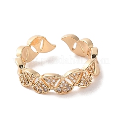 Brass Micro Pave Cubic Zirconia Open Cuff Rings&nbsp;RJEW-K263-16G