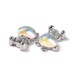 合金ペンダント  樹脂カボション付き  クマ  プラチナ  19x13x6mm  穴：1.6mm&nbsp;LS-PALLOY-D006-03P