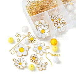 DIY Alloy Enamel Flower & Acrylic Beads Dangle Earring Making Kits&nbsp;DIY-FS0006-31
