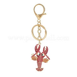 Lobster Shape Alloy Enamel & Rhinestone Pendant Keychain&nbsp;KEYC-P022-01G