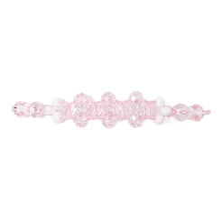 電気メッキガラスビーズ編みビーズブレスレット  女性用ナイロン糸編みブレスレット  花  多面カット  ラベンダーブラッシュ  内径：5/8~3-1/2インチ（1.5~9cm）&nbsp;BJEW-MZ00183-03