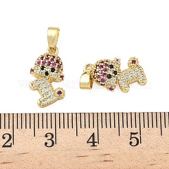 真鍮製マイクロパヴェキュービックジルコニアペンダント  カドミウムフリー＆鉛フリー  犬  18KGP本金メッキ  15.5x8.5x3mm  穴：2.5x4.5mm&nbsp;KK-H076-11G
