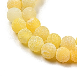 天然石クラック瑪瑙ビーズ連売り  染め  ラウンド  グレードA  ゴールド  6mm  穴：1mm  約63個/連  14インチ&nbsp;G-G055-6mm-6