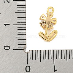 真鍮マイクロパヴェクリアキュービックジルコニアペンダント  花  ゴールドカラー  13.8x7.5x2.8mm  穴：1.3mm&nbsp;LS-KK-U015-09G