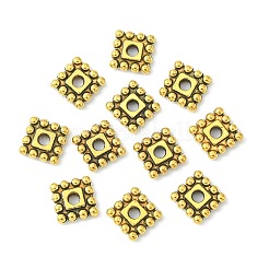 チベット風スペーサービーズ  鉛フリー＆カドミウムフリー  正方形  アンティーク黄金  7x7x2mm  穴：2mm&nbsp;TIBEB-00697-AG-RS
