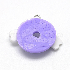 手作り樹脂粘土ペンダント  ドーナツ  紫色のメディア  22~25x23~30x6~7mm  穴：2mm&nbsp;X-CLAY-Q240-021D