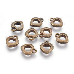 Ccbプラスチック製の心臓ペンダント  アンティークブロンズ  18x15x4mm  穴：2.5mm&nbsp;CCB-J027-73AB