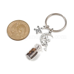 7Pcs 7 Styles Glass Bottle with Chakra Gemstone Chip Inside Keychains&nbsp;KEYC-JKC01393-01