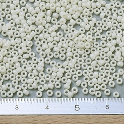 MIYUKIラウンドロカイユビーズ  日本製シードビーズ  11/0  （rr491)アイボリーパールセイロン光沢  2x1.3mm  穴：0.8mm  約1111個/10g&nbsp;X-SEED-G007-RR0491