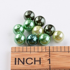ガラスパールビーズセット  チョコミントミックス  環境に優しい  ラウンド  染め  ミックスカラー  8mm  穴：0.7~1.1mm  約200個/箱。&nbsp;HY-JP0001-03-D